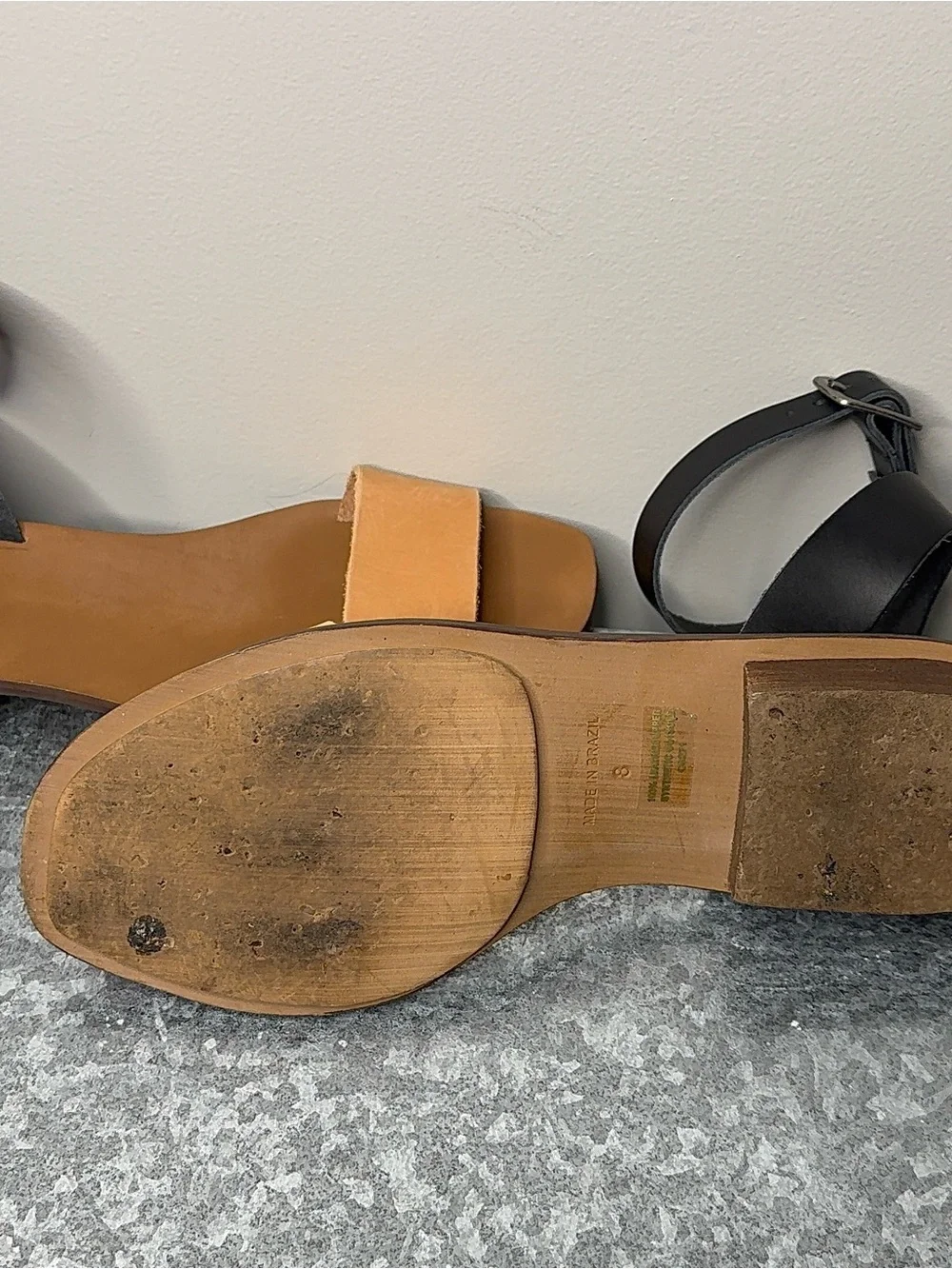 Madewell Leather Black and tan Ankle Strap Sandal size 8